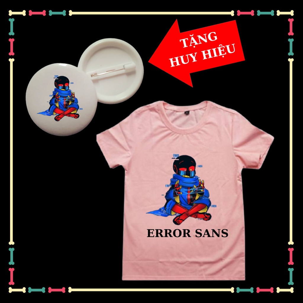 Áo Error Sans Undertale siêu ngầu cho trẻ em vải thun thái mềm mịn co giãn 4 chiều Tặng Huy Hiệu Error Sans