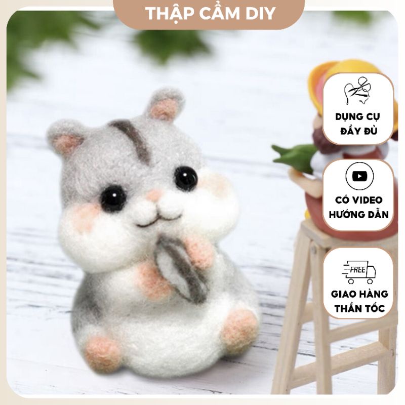 Len Chọc Handmade, Bộ Kit Len Chọc Hamster Hạt Dẻ