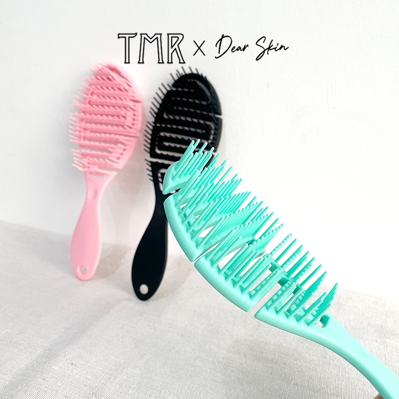 TMR Lược Gỡ Rối, Chải Tóc Ướt, Mát Xa Da Đầu Tiện Dụng Hair Comb Brush 3 Màu Xinh Xắn_Hồng_Đen_Xanh