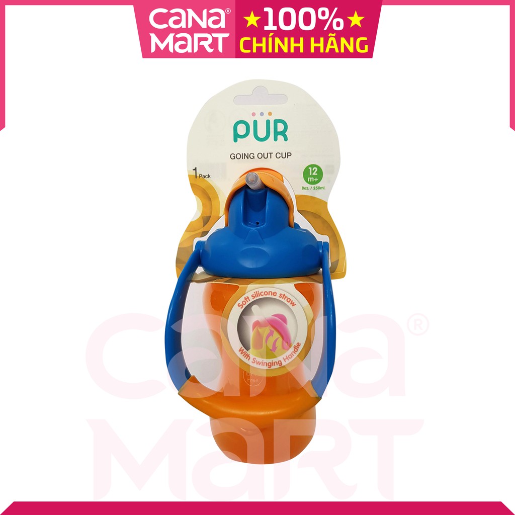 Bình ống hút đẹp cho bé có quai xách PUR (250ml) (9007) không chứa BPA, giúp bé uống nước dễ dàng