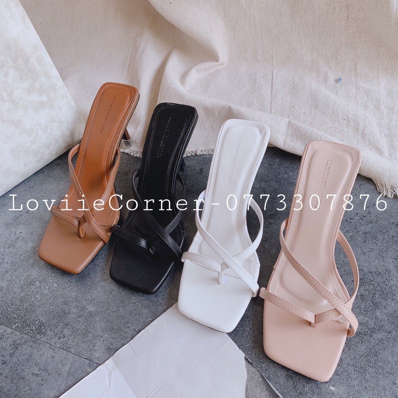 [Mã SKAMFSW175 giảm 10K đơn 50K] DÉP CAO GÓT LOVIIECORNER - GUỐC NỮ GÓT NHỌN 7 PHÂN DÂY CHÉO QUAI MẢNH D200780