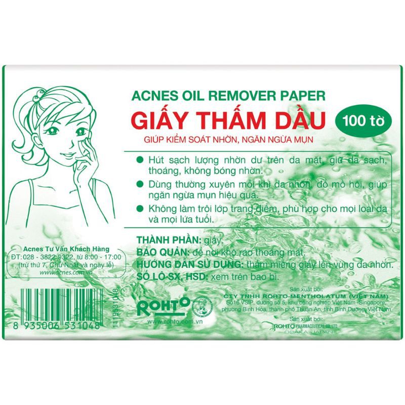 [CHÍNH HÃNG] GIẤY THẤM DẦU ACNES 100 TỜ - CONTROL OIL &amp; PREVENT ACNE