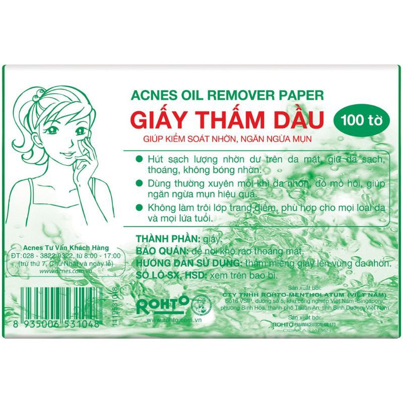 [CHÍNH HÃNG] GIẤY THẤM DẦU ACNES 100 TỜ - CONTROL OIL &amp; PREVENT ACNE