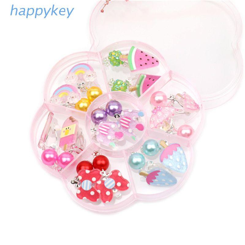Set 7 Đôi Khuyên Tai Mini Bằng Nhựa Không Gây Dị Ứng Cho Bé Gái