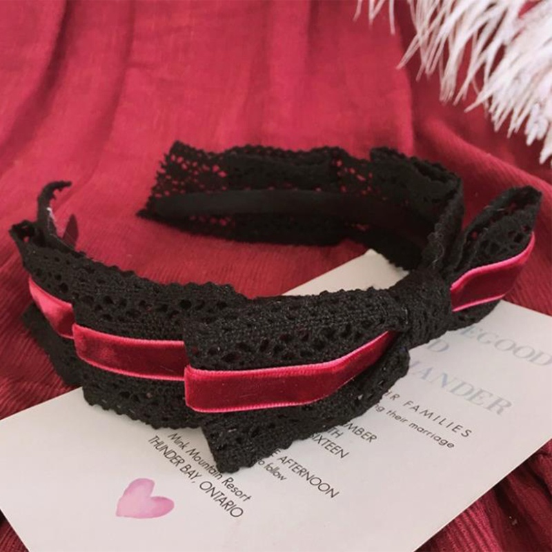 Băng Đô Cài Tóc Đính Nơ Ren Ruy Băng Phong Cách Hoàng Gia Halloween