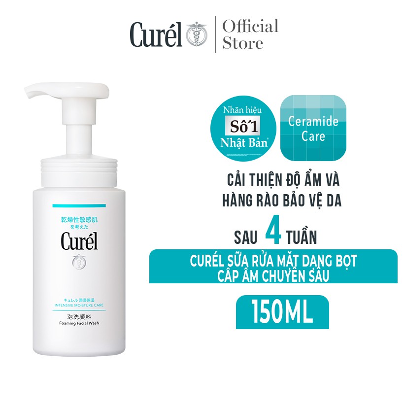 Sữa Rửa Mặt Dạng Bọt Cấp Ẩm Chuyên Sâu Curel Intensive Moisture Care Foaming Wash 150ml