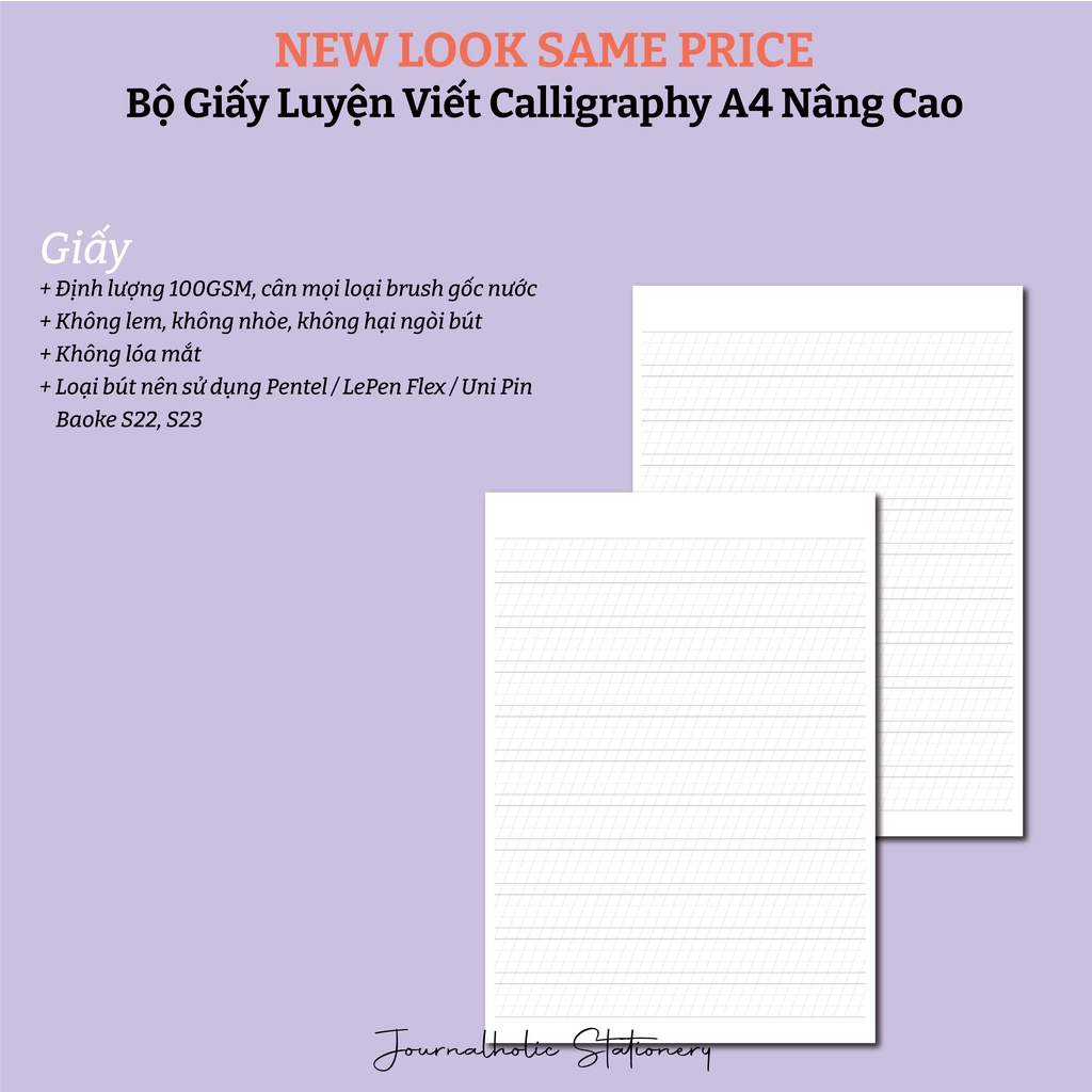 Bộ Giấy Luyện Viết Brush Pen Calligraphy A4 Nâng Cao - Journalholic