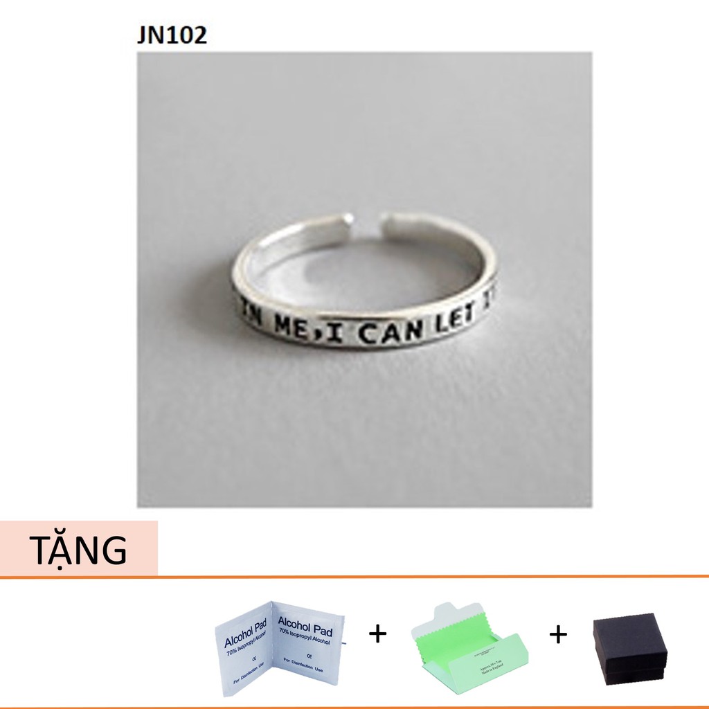 Nhẫn Nữ Bạc 925 Xi Đen Họa Tiết -If You Trust In Me I Can Let It Shine Again, Cá Tính, Thời Trang (J