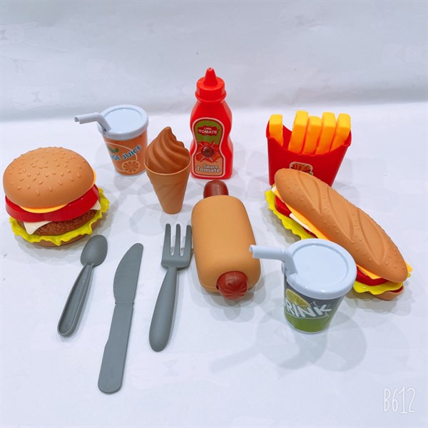 Túi đồ chơi nấu ăn thức ăn nhanh, bánh mì kẹp, hambuger 3260-22