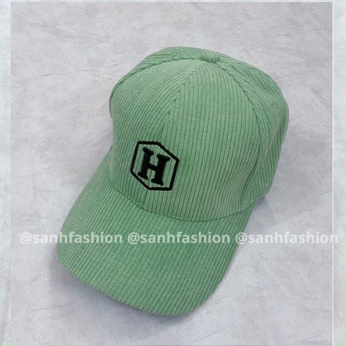 Mũ lưỡi trai thêu hình chữ H Nón kết chất nhung tăm cao cấp thời trang form unisex nam nữ_sanhfashion