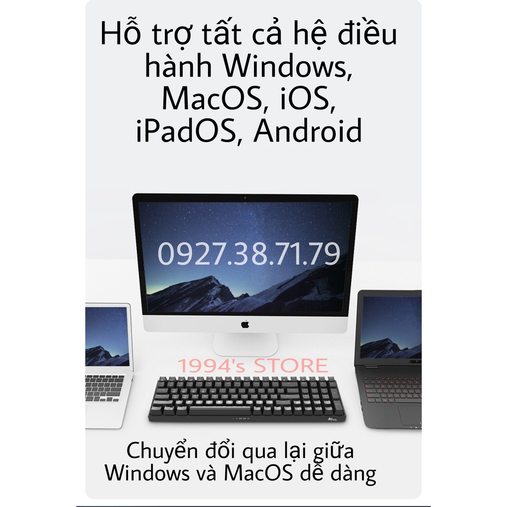 RK860 Version 4 HOTSWAP - Bàn phím cơ không dây RK100 RK860 Bluetooth 5.1 + Wireless 2.4G + Type C + Phần mềm để Custom