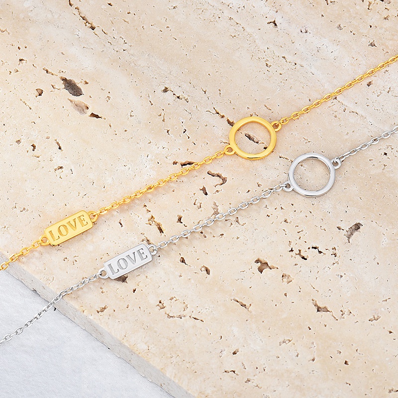 Lắc chân nữ bạc ý s925 thiết kế đơn giản chữ Love vòng chân hàn quốc thanh mảnh Leg bracelets - Bảo ngọc jewelry LC2683