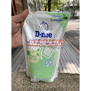 Nước giặt quần áo d-nee 600 ml - organic aloe vera, xanh lá organic