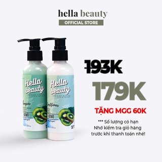 Combo dầu gội xả thảo mộc tinh dầu tự nhiên Kiwi Hella Beauty 180g