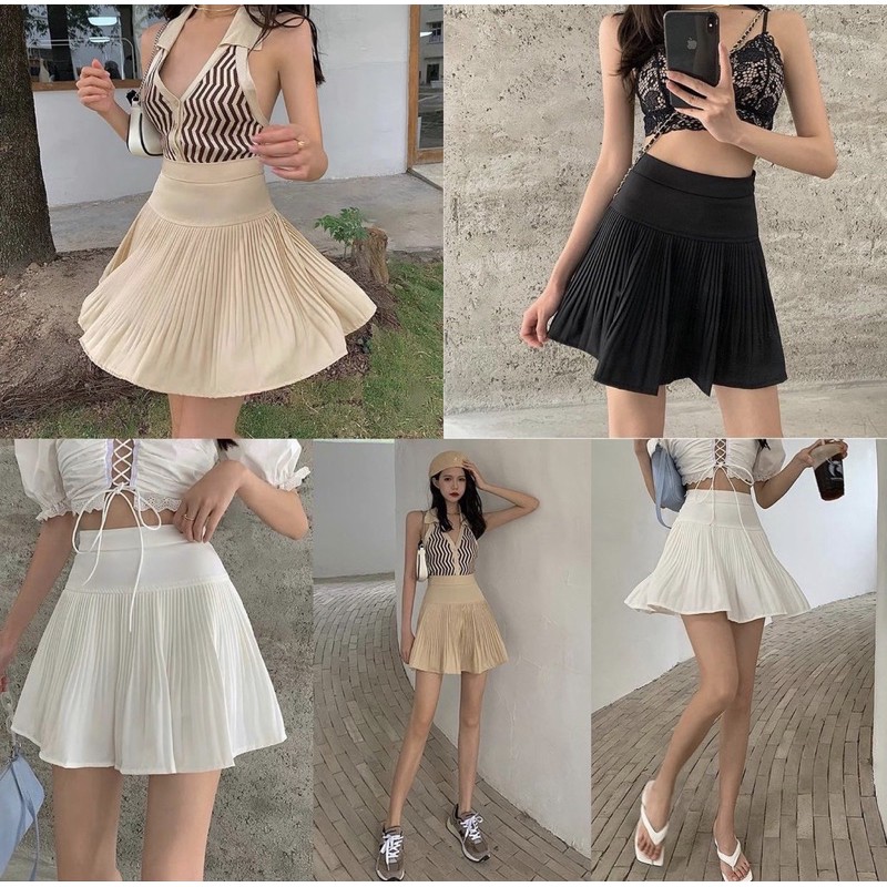 CHÂN VÁY XOÈ XẾP LY CÓ LỚP LÓT