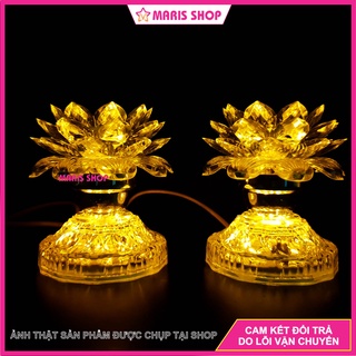 [Giá một cặp] Đèn thờ Hoa Sen 2 Tầng LED để bàn thờ Phật Màu Vàng Tổ Tiên chưng bàn thờ đẹp [MRHTS20-VA]