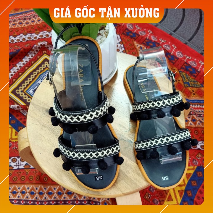 Giày sandal thổ cẩm 2 quai ngang phong cách boho hình chụp thật [HÀNG CÓ SẴN]