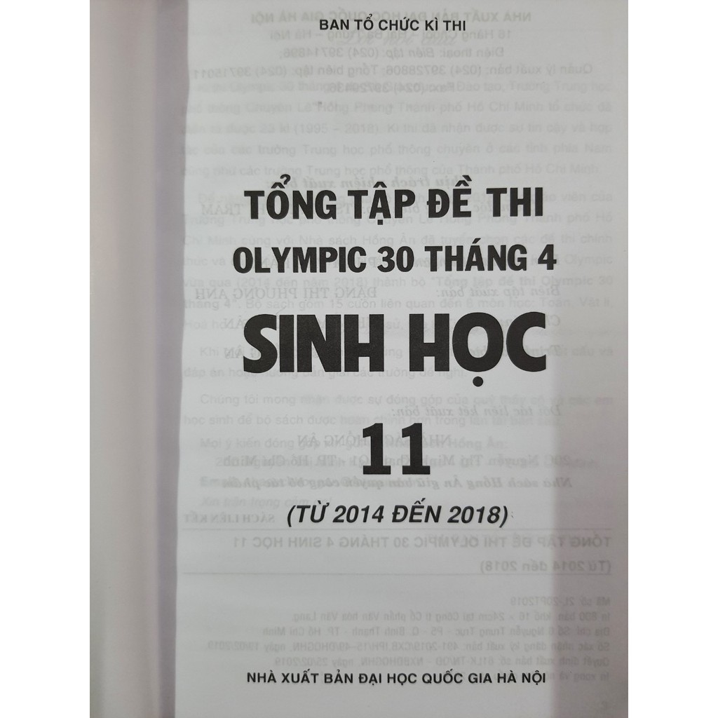 Sách - Tổng tập Đề thi olympic 30 tháng 4 Sinh học 11 ( 2014 - 2018 )