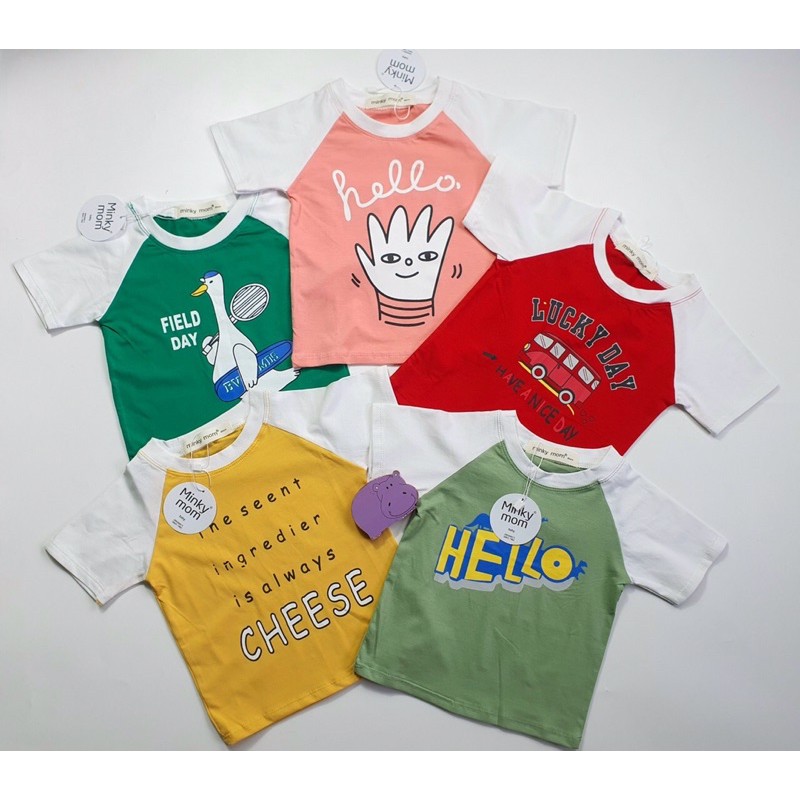 Bộ Ngắn tay Minky Mom cotton 100% Mềm mịn mát cho bé trai bé gái từ 5-19kg