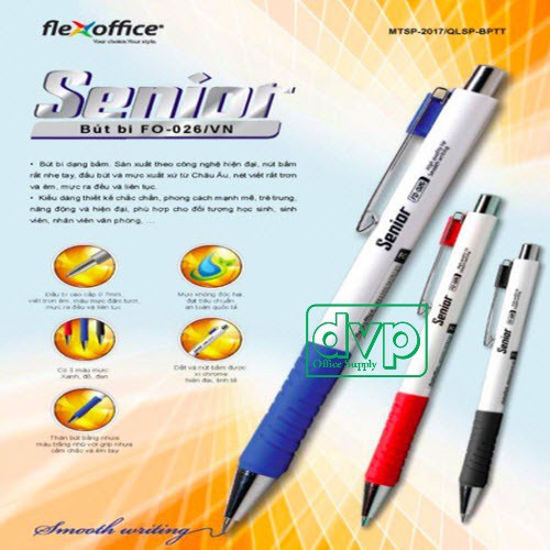 ⚡ Bút bi Flexoffice SENIOR FO-026 (thân vỏ trắng)