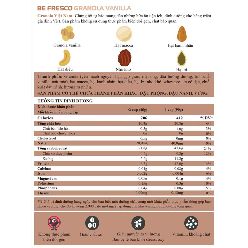 Ngũ Cốc Ăn Kiêng Granola Vanilla Mix Hạt, Trái Cây Sấy Befresco | BigBuy360 - bigbuy360.vn