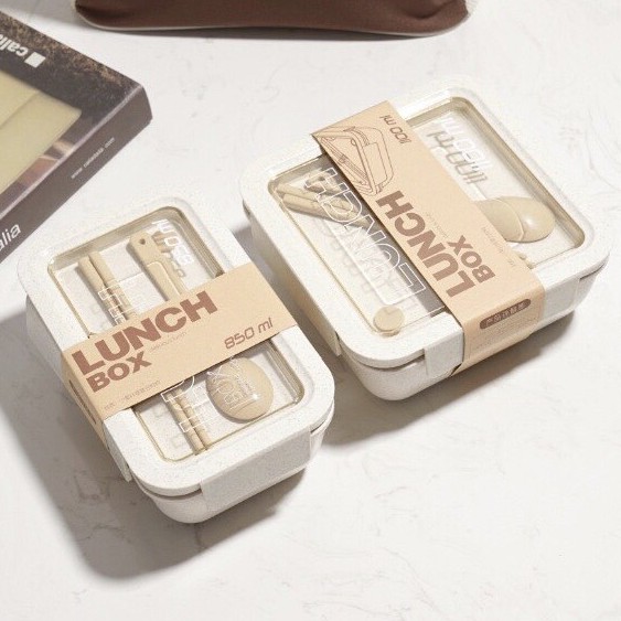 Hộp Đựng Cơm Lúa Mạch 2 Ngăn Giữ Nhiệt Kèm Đũa Thìa Cao Cấp | BigBuy360 - bigbuy360.vn