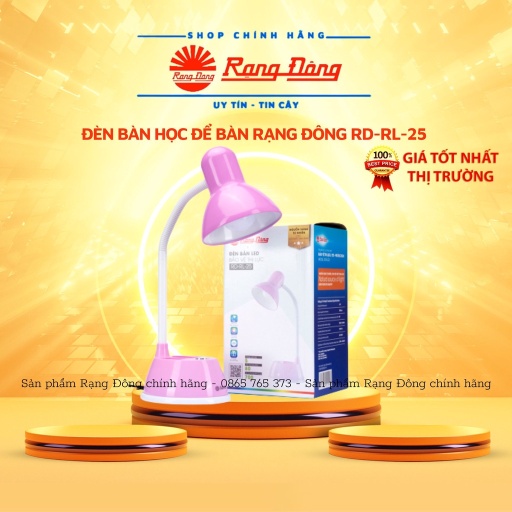 Đèn học để bàn RẠNG ĐÔNG chống cận, đèn bàn RL-25 - 5W, ánh sáng trắng, sáng vàng