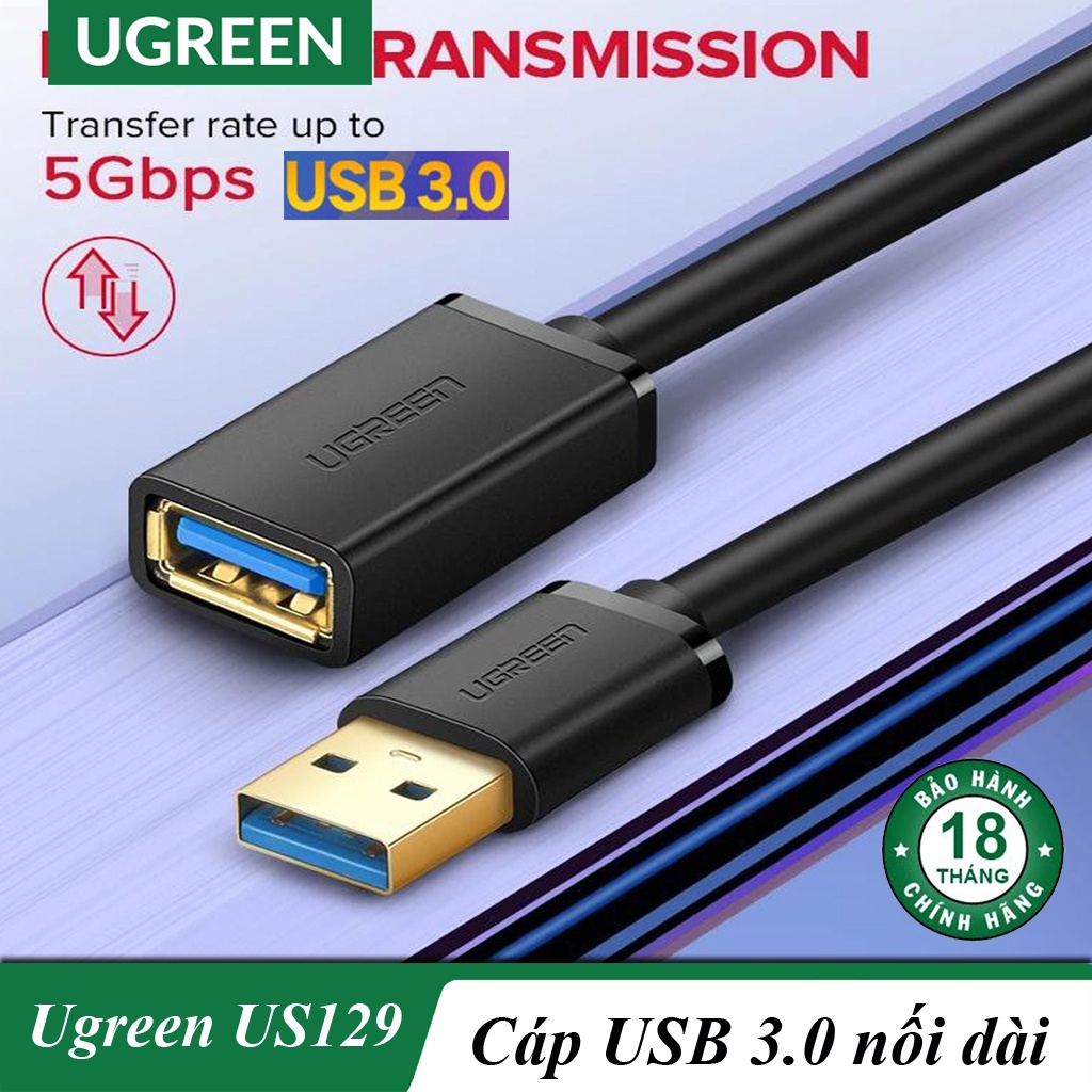 Cáp USB 3.0 nối dài Chính hãng Ugreen 30125 30126 10368 US129 (đầu mạ vàng Cao cấp)