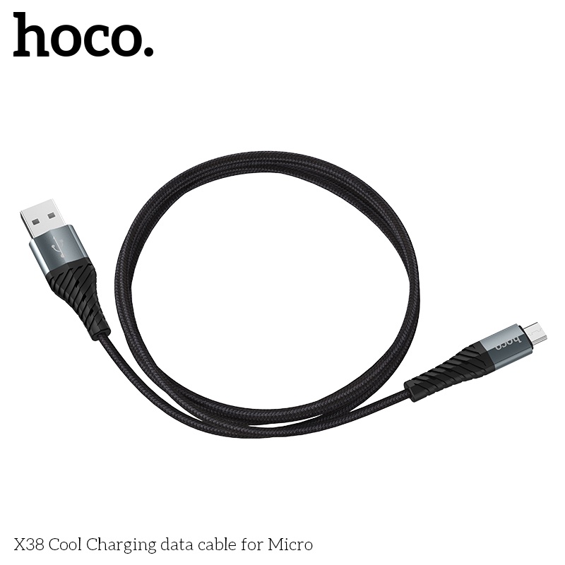 Dây sạc android Hoco X38 Micro-USB 2.4A bọc dù chống gãy gập dành cho Samsung, Oppo, Huawei, Realme... dài 1 mét