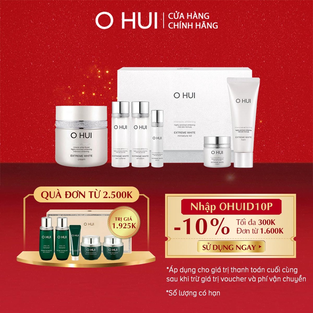 Bộ dưỡng trắng da sáng rạng rỡ OHUI Extreme White Cream Special Set