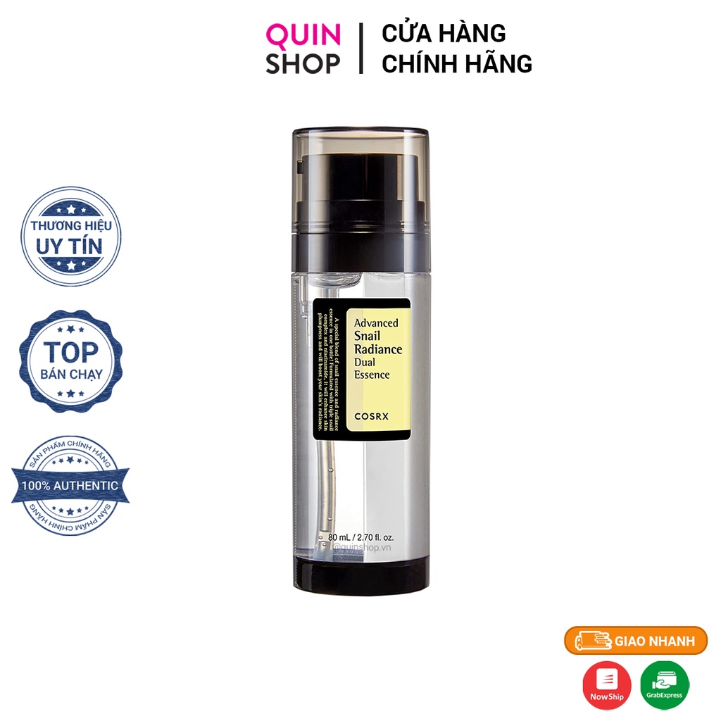 Tinh Chất Dưỡng Da Kép Giúp Cấp Ẩm, Dưỡng Sáng, Chống Lão Hóa Cosrx Advanced Snail Radiance Dual Essence