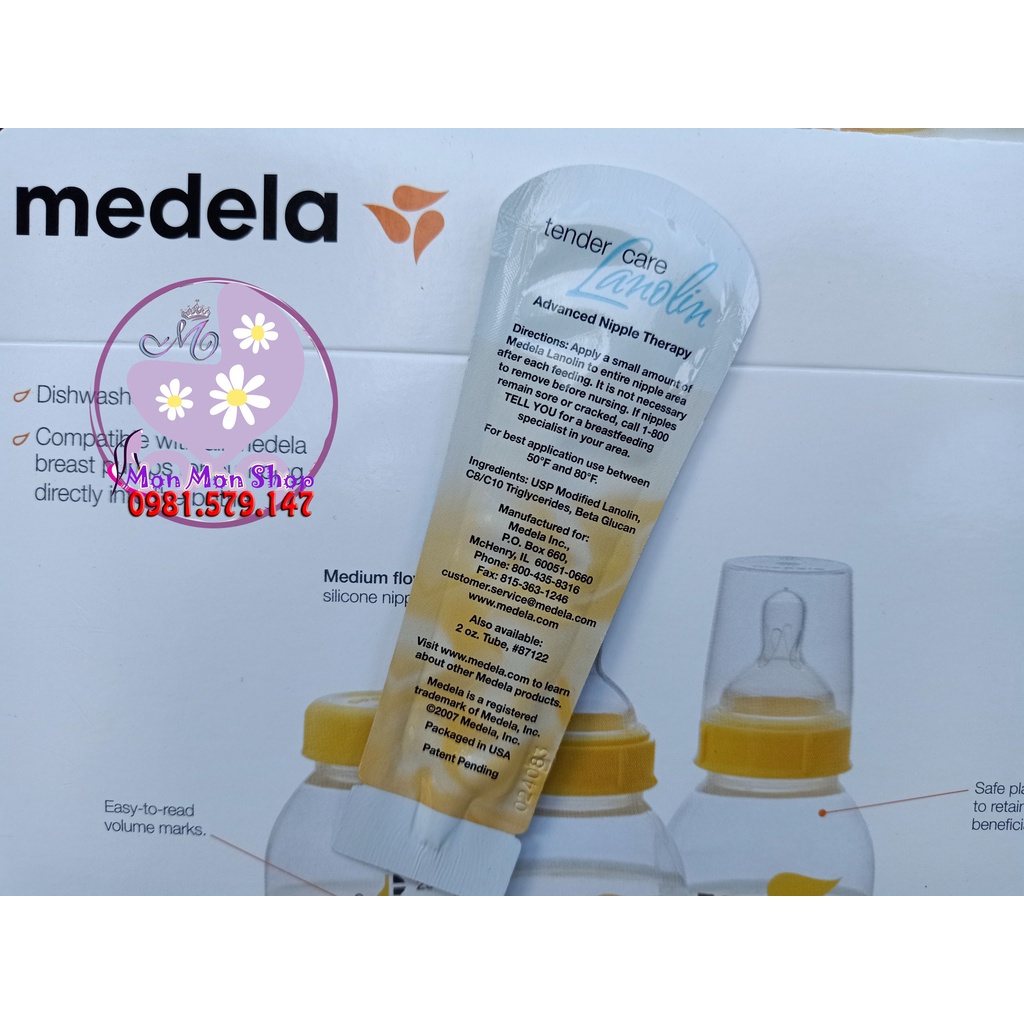 Kem Medela Tender Care Lanolin (2 cc) - hỗ trợ cho mẹ bị nứt đầu ti