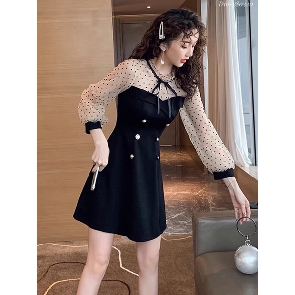 D10 Váy Umi Phối Voan Bi Cho Con Bú