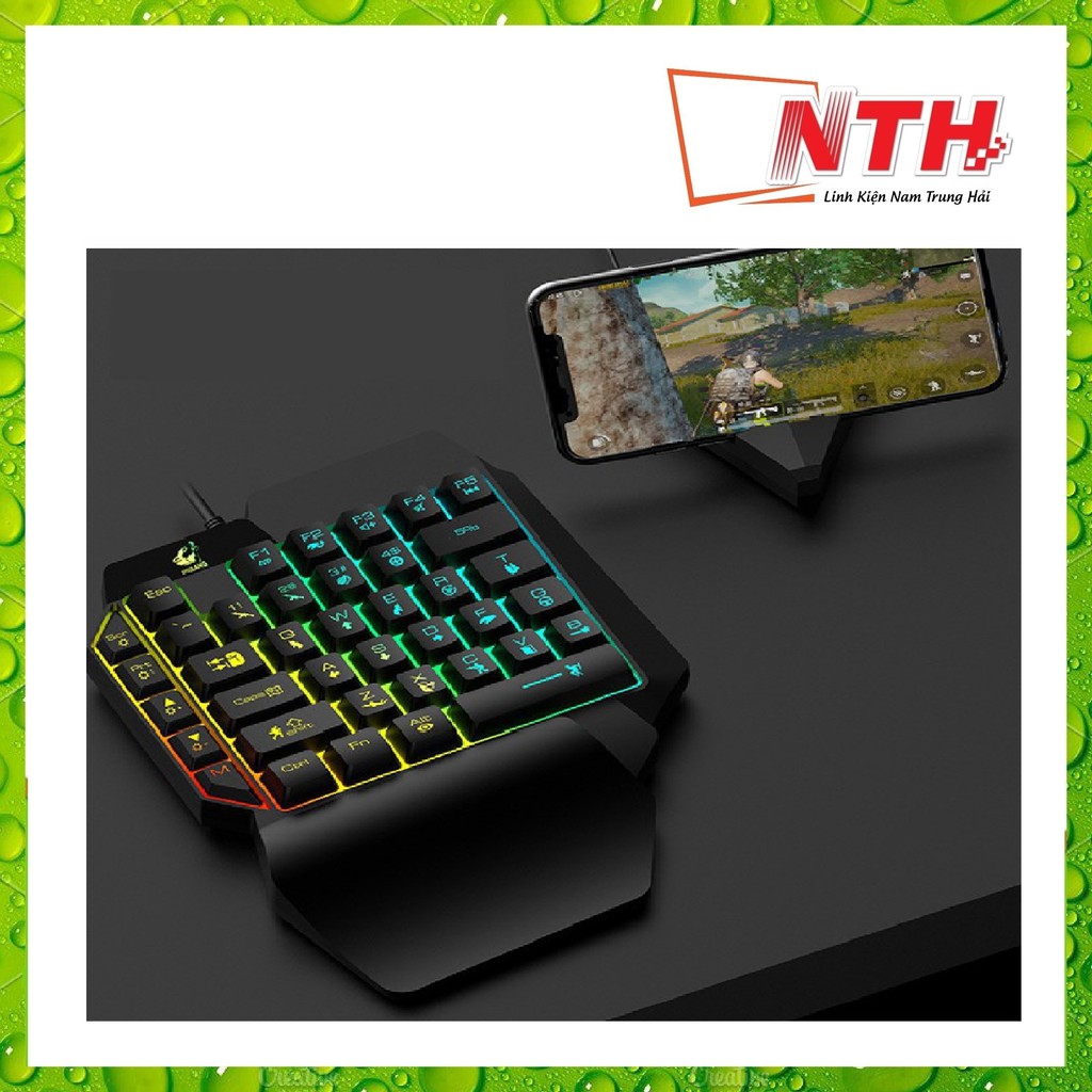 Bàn phím giả cơ FREE WOLF K15 chơi game Pubg Mobile, Rules of Survival, Free Fire trên điện thoại, máy tính bảng, Laptop