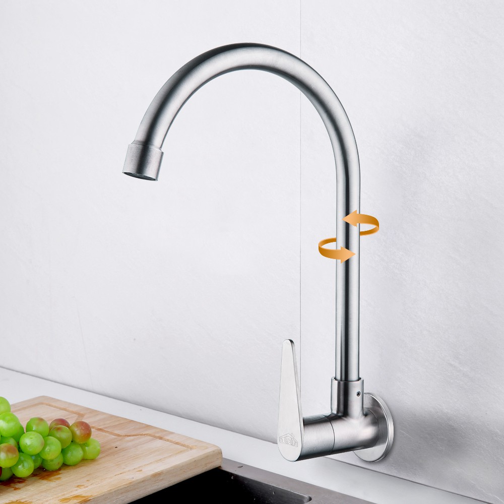 Vòi nước nhà bếp U-HOME Vòi rửa chén lạnh âm tường Inox SUS 304 U-316/U-401