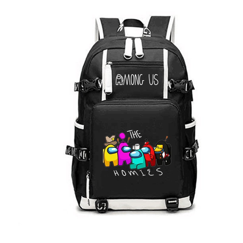 Balo 2 Vạch Kẻ Trắng in hình AMONG US game anime chibi đi học thời trang độc đáo