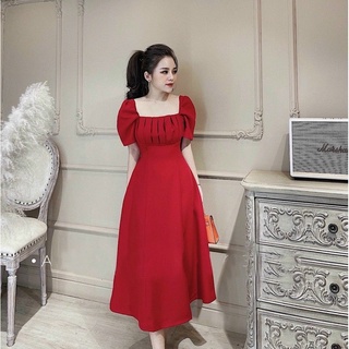 Đầm xếp li ngực form dài 4 màu (kèm hình thật)