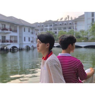 Áo Polo Trắng Phối Kẻ Đỏ