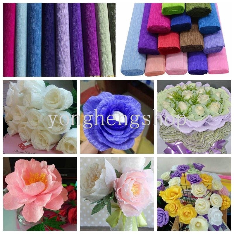 1 cuộn giấy gói hoa thủ công nhiều màu trang trí đa ứng dụng