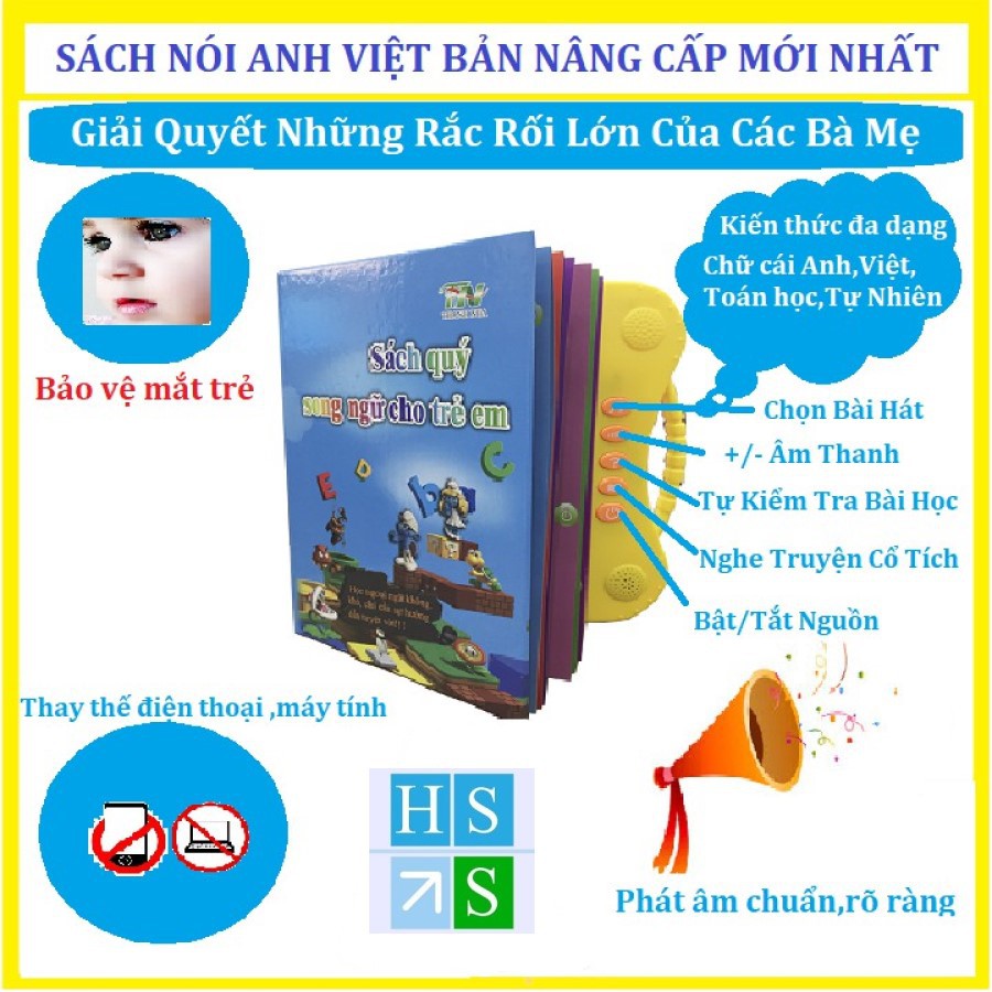 (Bản nâng cấp 3+) Sách nói điện tử song ngữ (Anh - Việt) Thanh Nga giúp trẻ học tốt Tiếng Anh