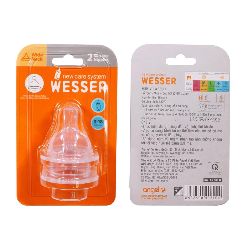 Bình Sữa WESSER Cổ Rộng Nano Silver Kháng Khuẩn 260ML