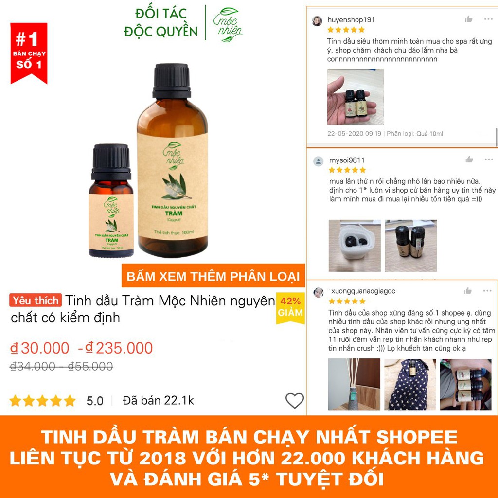 [Mã LIFEHLDEC giảm 10% đơn 99k] Tinh dầu Tràm Gió Mộc Nhiên, tinh dầu xông đèn giải cảm cho mẹ và bé