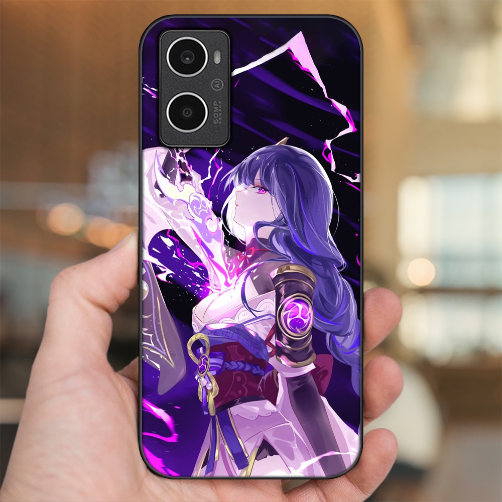 Ốp lưng Oppo A96 4G viền đen in hình Raiden Shogun Genshin Impact
