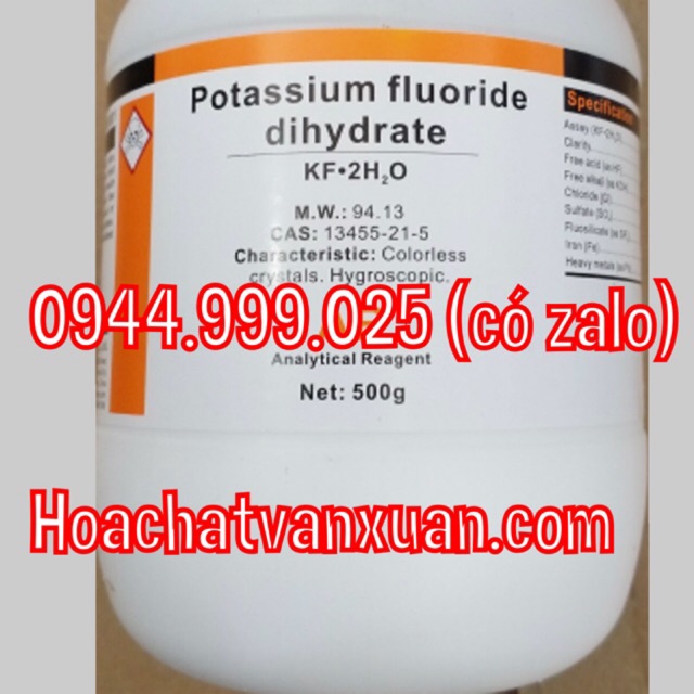 Hóa chất Potassium fluoride CAS 13455-21-5 KF·2H2O lọ 500g kali florua