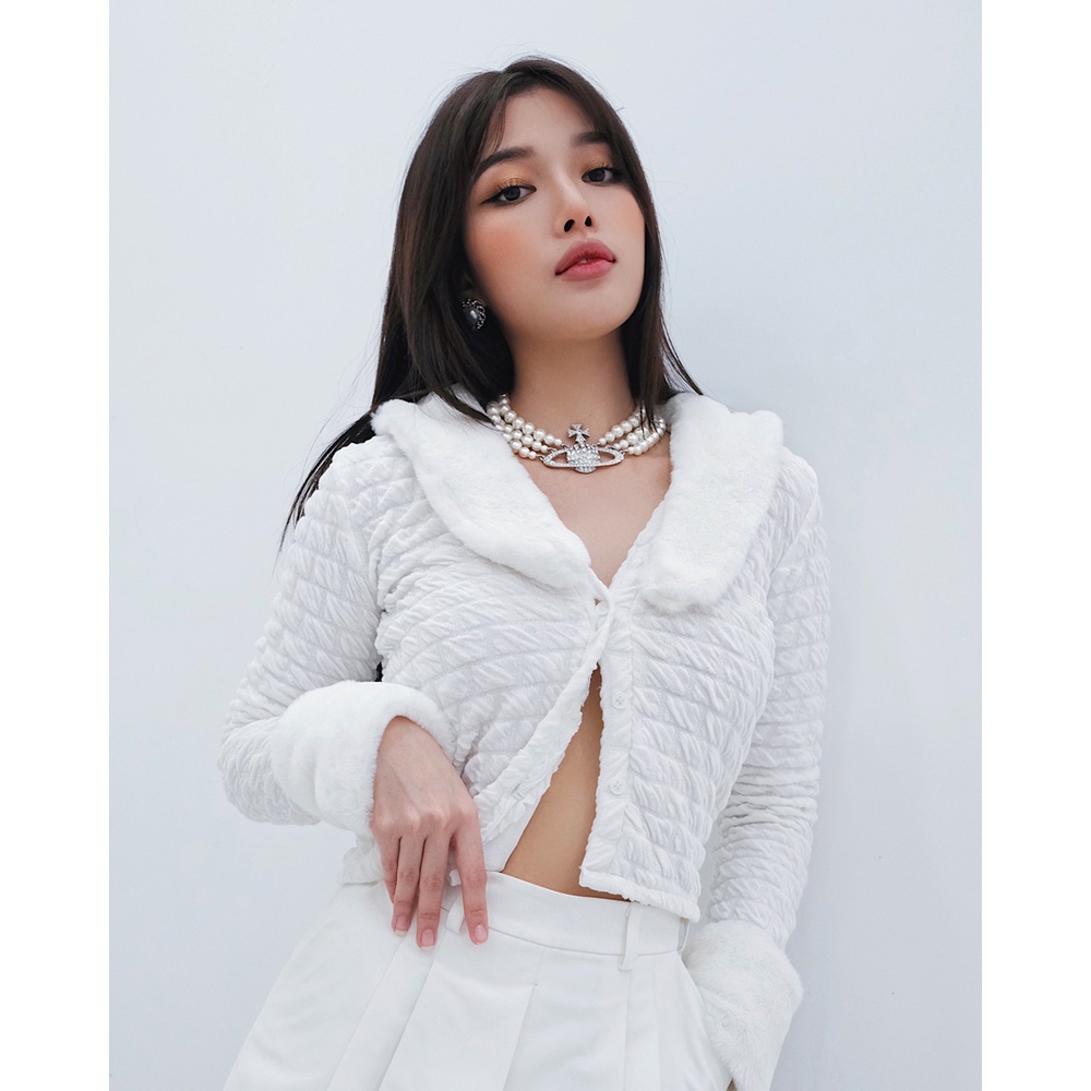 Áo khoác thun SheByShj tay dài phối lông - Icy Top