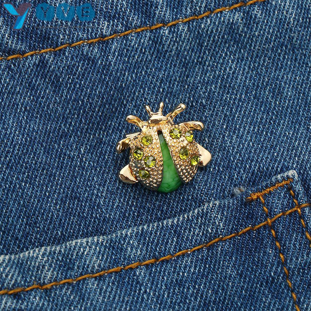 Ghim cài áo hình bọ rùa đính đá zircon phong cách vintage