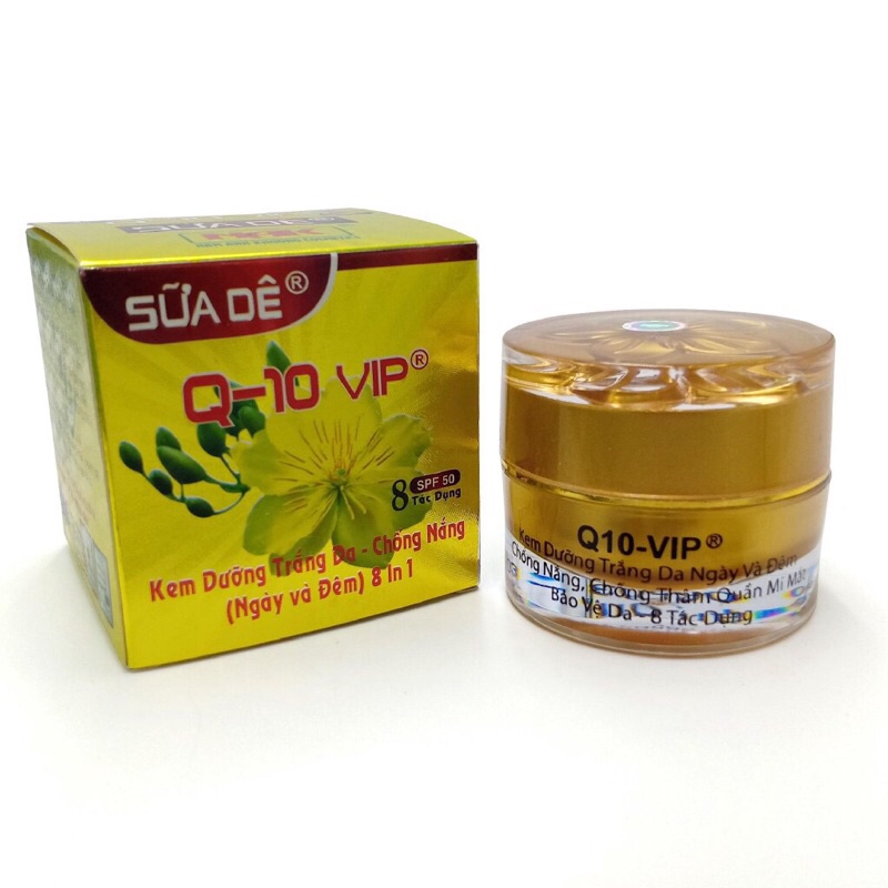 Kem Q10 Sữa Dê Trắng Da Chống Nắng 8 in 1 Ngày Và Đêm Vip