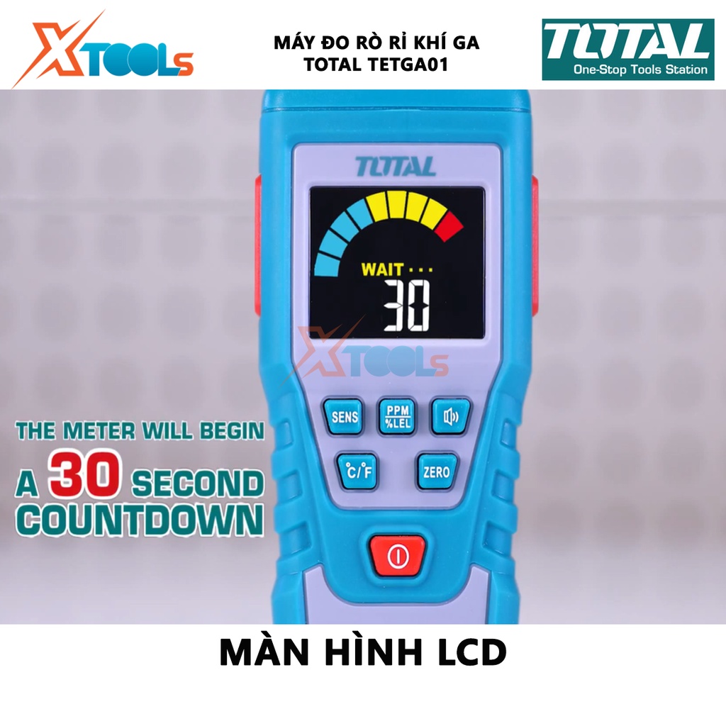 Máy đo rò rỉ khí gas kỹ thuật số Total TETGA01 | thiết bị phát hiện rò khí gas, phạm vi 0 ~ 9999ppm (metan), độ nhạy ≤50