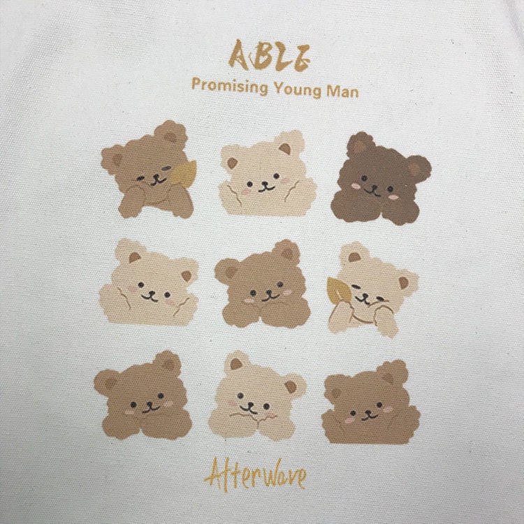 Túi canvas cotton hình gấu dễ thương xinh xắn
