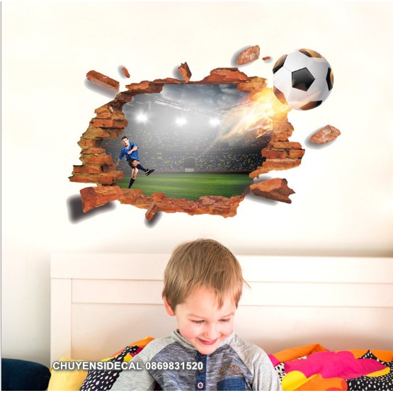 Decal dán tường - Gạch  đá Bóng 3D